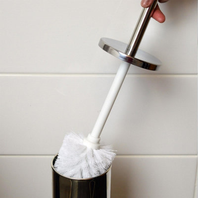 Harbour Housewares 2pc Round Stainless Steel Pedal Bin & Toilet Brush Set - 5L - Chrome - 7