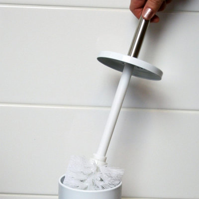 Harbour Housewares 2pc Round Stainless Steel Pedal Bin & Toilet Brush Set - 5L - White - 7