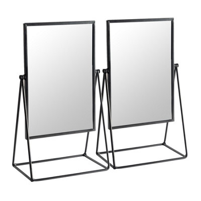 Harbour Housewares 2x 39cm Rectangle Makeup Mirrors - Black - Dressing Table Tabletop Cosmetic Bathroom Mirror