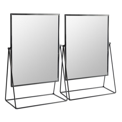 Harbour Housewares 2x 50cm Rectangle Makeup Mirrors - Black - Dressing Table Tabletop Cosmetic Bathroom Mirror