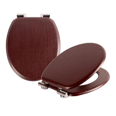 Harbour Housewares 2X Mahogany Soft Close Wooden Toilet Seats DIY at B&Q