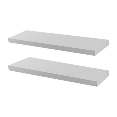 Harbour Housewares 2x Modern Floating Wall Shelves - 80cm - White