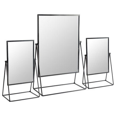 Harbour Housewares 3pc Dressing Table Mirror Set - Black - Makeup Tabletop Cosmetic Bathroom Mirror