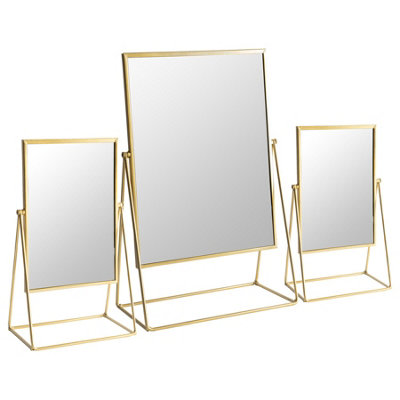 Harbour Housewares 3pc Dressing Table Mirror Set - Gold - Makeup ...