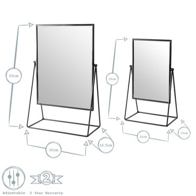 Harbour Housewares 3pc Dressing Table Mirror Set - Gold - Makeup Tabletop Cosmetic Bathroom Mirror