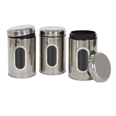 Stainless Steel Chrome Tea Coffee Sugar Canisters Harbour