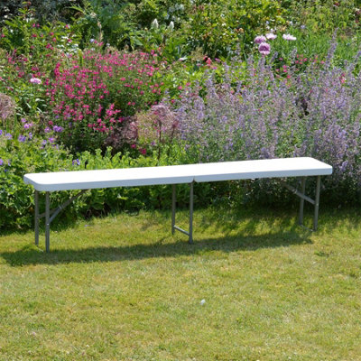 Harbour Housewares - 4 Person Folding Trestle Bench - White - 4