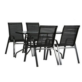 Harbour Housewares - 4 Seater Metal Garden Furniture Set - 120cm x 70cm - Black