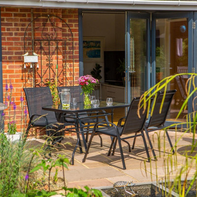Harbour Housewares - 4 Seater Metal Garden Furniture Set - 120cm x 70cm - Black - 6