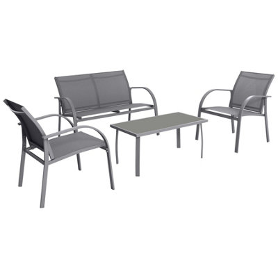 Harbour Housewares 4 Seater Metal Garden Sofa Set Grey DIY at B&Q