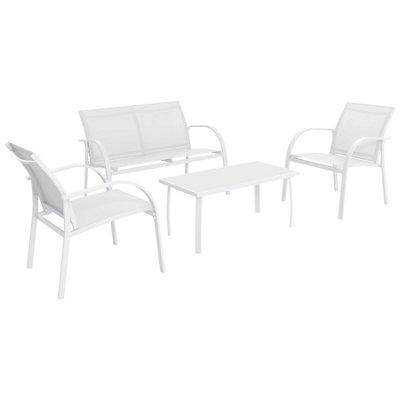 Harbour Housewares 4 Seater Metal Garden Sofa Set White DIY at B&Q