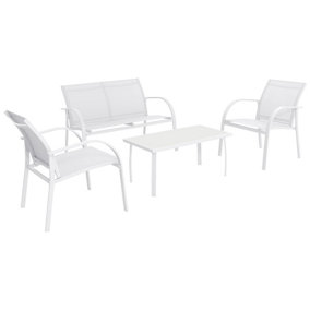 Harbour Housewares - 4 Seater Metal Garden Sofa Set - White
