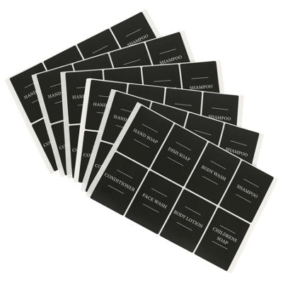 Harbour Housewares 48pc Soap Dispenser Labels Set - Black - Pack of 6