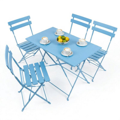 Harbour Housewares 5 Piece Sussex Folding Patio Bistro Set - Blue ...
