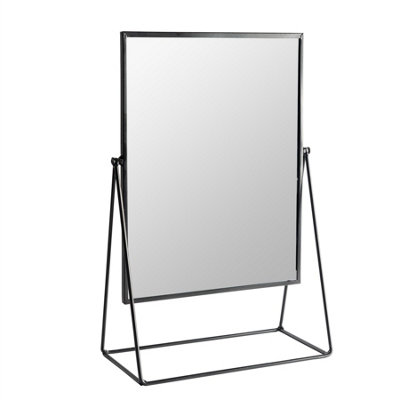 Harbour Housewares 50cm Rectangle Makeup Mirror - Black - Dressing Table Tabletop Cosmetic Bathroom Mirror