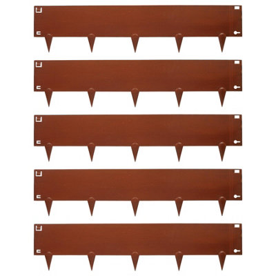 Harbour Housewares 5pc Steel Lawn Edging Set - 5m x 16cm - Rust