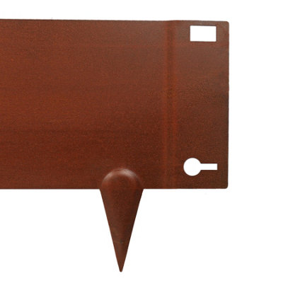 Harbour Housewares 5pc Steel Lawn Edging Set - 5m x 16cm - Rust - 4