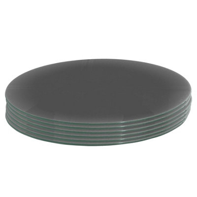 Harbour Housewares 6x Round Glass Placemats - 30cm - Grey - Dining ...