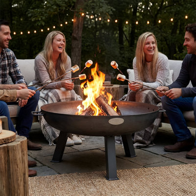 Harbour Housewares 75cm Cast Iron Fire Pit  - Outdoor Garden Patio Fire Bowl Brazier Heater Stove for Wood Log Charcoal Burning