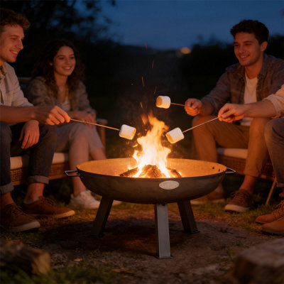 Harbour Housewares 75cm Cast Iron Fire Pit  - Outdoor Garden Patio Fire Bowl Brazier Heater Stove for Wood Log Charcoal Burning