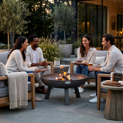 Harbour Housewares 75cm Cast Iron Fire Pit  - Outdoor Garden Patio Fire Bowl Brazier Heater Stove for Wood Log Charcoal Burning