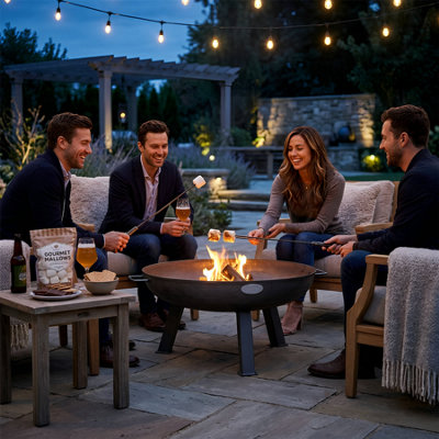 Harbour Housewares 75cm Cast Iron Fire Pit  - Outdoor Garden Patio Fire Bowl Brazier Heater Stove for Wood Log Charcoal Burning