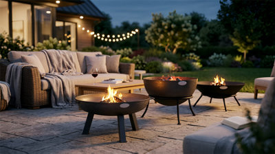 Harbour Housewares 75cm Cast Iron Fire Pit  - Outdoor Garden Patio Fire Bowl Brazier Heater Stove for Wood Log Charcoal Burning