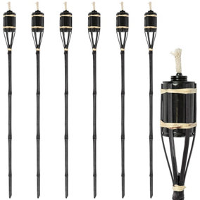 Harbour Housewares Bamboo Garden Fire Torches - 113cm - Black - Pack of 6
