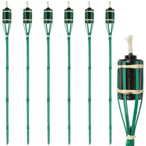 Harbour Housewares Bamboo Garden Fire Torches - 113cm - Green - Pack of 6