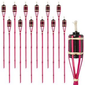 Harbour Housewares Bamboo Garden Fire Torches - 113cm - Pink - Pack of 12