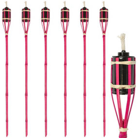 Harbour Housewares Bamboo Garden Fire Torches - 113cm - Pink - Pack of 6