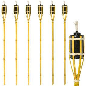 Harbour Housewares Bamboo Garden Fire Torches - 113cm - Yellow - Pack of 6