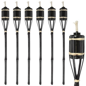 Harbour Housewares Bamboo Garden Fire Torches - 60cm - Black - Pack of 6