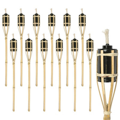 Harbour Housewares Bamboo Garden Fire Torches - 60cm - Natural - Pack of 12