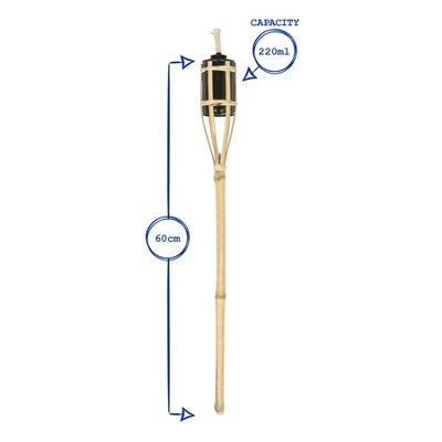 Harbour Housewares Bamboo Garden Fire Torches - 60cm - Natural - Pack of 6 - 3