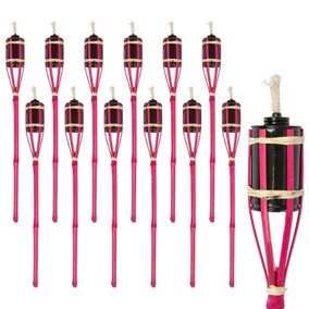 Harbour Housewares Bamboo Garden Fire Torches - 60cm - Pink - Pack of 12