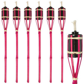 Harbour Housewares Bamboo Garden Fire Torches - 60cm - Pink - Pack of 6