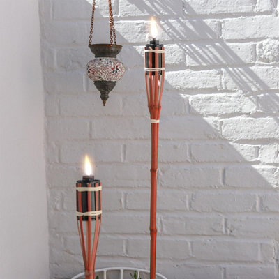 Harbour Housewares Bamboo Garden Fire Torches - 60cm - Red - Pack of 6 - 7