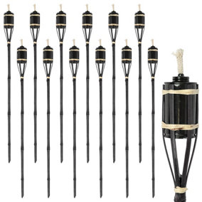 Harbour Housewares - Bamboo Garden Torches - 114cm - Black - Pack of 12
