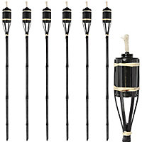 Harbour Housewares - Bamboo Garden Torches - 114cm - Black - Pack of 6