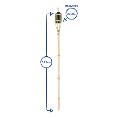 Harbour Housewares - Bamboo Garden Torches - 114cm - Black - Pack of 6 - 3