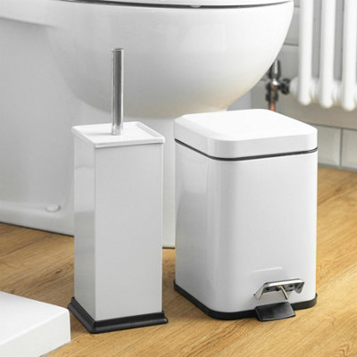 Harbour Housewares Bathroom Pedal Bin - 3L - White - Square Stainless ...