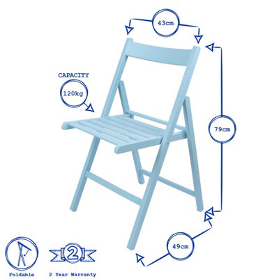 Harbour Housewares - Beech Folding Chair - Denim Blue