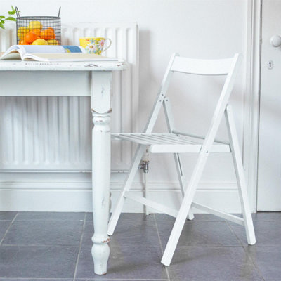 Harbour Housewares - Beech Folding Chair - White - 4