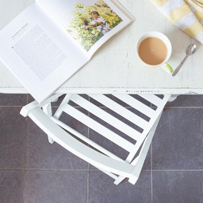 Harbour Housewares - Beech Folding Chair - White - 5