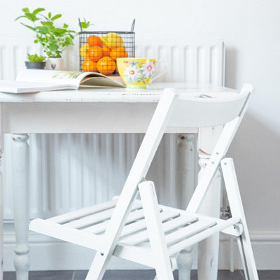 Harbour Housewares - Beech Folding Chair - White - 7