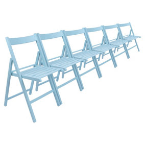 Harbour Housewares - Beech Folding Chairs - Denim Blue - Pack of 6