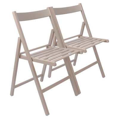 Harbour Housewares - Beech Folding Chairs - Dove Grey - Pack of 2