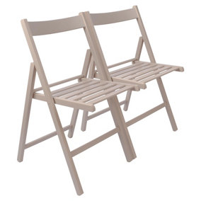 Harbour Housewares - Beech Folding Chairs - Dove Grey - Pack of 2