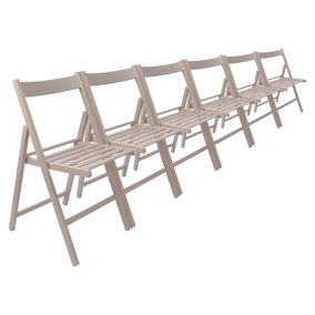 Harbour Housewares - Beech Folding Chairs - Dove Grey - Pack of 6